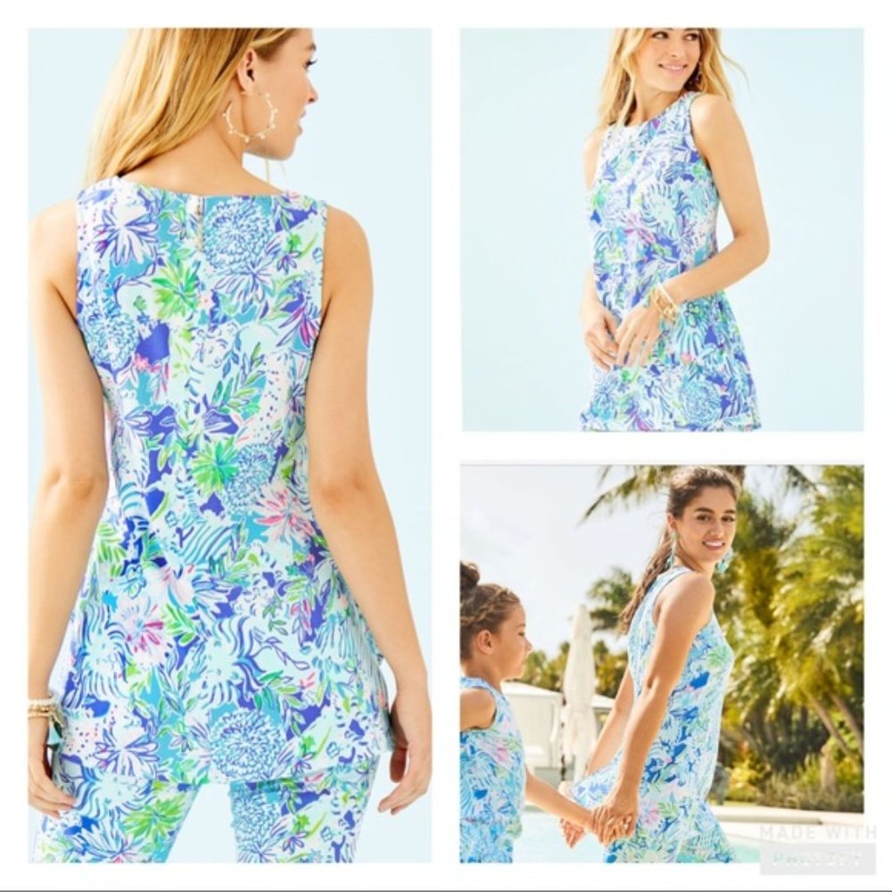 Lilly Pulitzer Coastal Blue Lion Donna Top Large